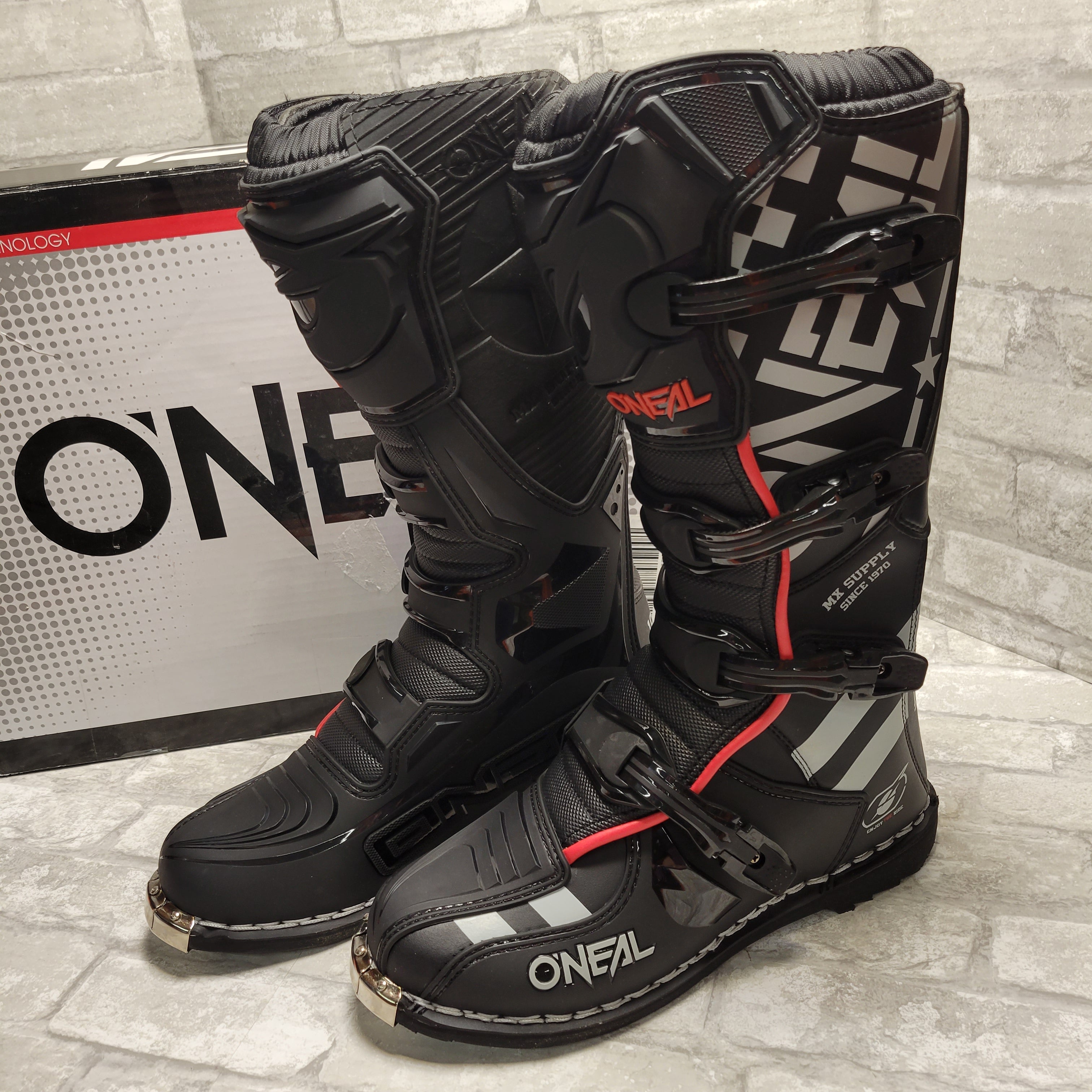 O'Neal Men's Mx Element Squadron Boots, Black/Red 12 (8044882460910)